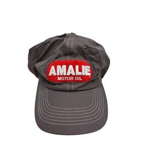 Amalie Hat Men's Adjustable Gray Red Motor Oil Logo Embroidered